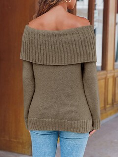 Foto 5 | Foto 5 | Jersey Saodimallsu De Punto Holgado Con Hombros Descubiertos Para Mujer - Venta Internacional.
