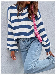 Foto 4 | Foto 4 | Suéter Soly Hux Color Block De Punto A Rayas De Manga Larga Para Mujer - Venta Internacional.