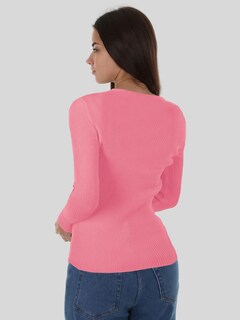 Foto 3 | Foto 3 | Suéter para Mujer Cuello V Canalé Rosa