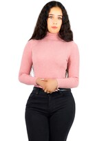 Suéter Cuello de Tortuga Acanalado Suet-1038 Rosa Claro para Dama