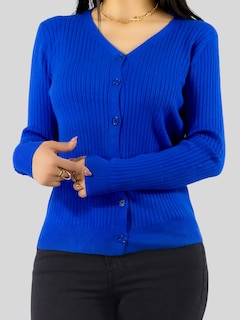 Foto 6 | Foto 6 | Suéter Para Mujer De Manga Larga Con Botones A Juego Sweater Dama De Punto Abrigo Suéteres Suet-1043 Azul Rey Jersey Ligero