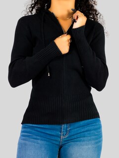Foto 6 | Foto 6 | Suéter Cárdigan De Manga Larga Cuello Suet-1040 Negro Cierre Y Capucha
