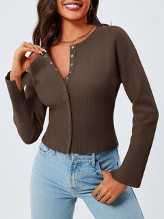 Foto 3 | Foto 3 | Suéter Corto Saodimallsu Con Botones Y Cuello En V Para Mujer - Venta Internacional.