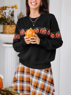 Foto 2 | Foto 2 | Jersey Cupshe De Manga Larga Para Halloween Con Forma De Calabaza M, Para Mujer - Venta Internacional.