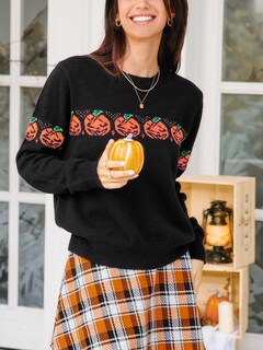 Foto 3 | Foto 3 | Jersey Cupshe De Manga Larga Para Halloween Con Forma De Calabaza M, Para Mujer - Venta Internacional.