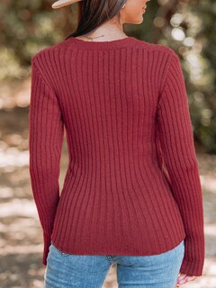 Foto 6 | Foto 6 | Jersey Cupshe Acanalado De Manga Larga Con Cuello En V Para Mujer, Otoño 2024 - Venta Internacional.
