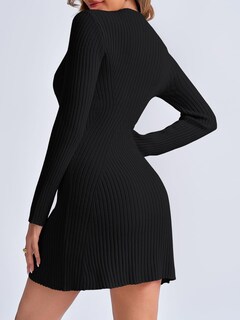 Foto 6 | Foto 6 | Vestido Tipo Suéter Saodimallsu 2024 Para Mujer De Manga Larga Negro - Venta Internacional.
