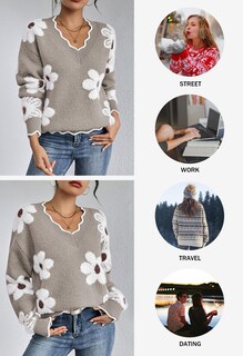 Foto 5 | Foto 5 | Jersey Rosa Queen Fall Con Cuello En V Y Cuello En V Para Mujer - Venta Internacional.