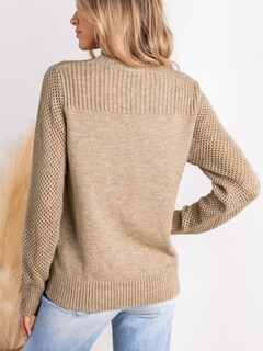 Foto 6 | Foto 6 | Jersey Cupshe Para Mujer, Manga Larga, Cuello Redondo, Otoño 2024, Caqui - Venta Internacional.