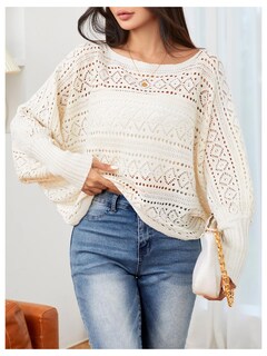Foto 5 | Foto 5 | Jersey Verdusa De Ganchillo Con Mangas Dolman Y Cuello Barco, Color Albaricoque - Venta Internacional.