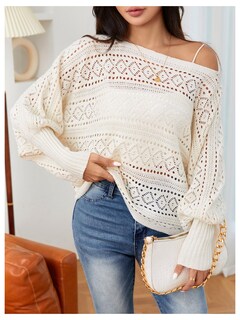 Foto 6 | Foto 6 | Jersey Verdusa De Ganchillo Con Mangas Dolman Y Cuello Barco, Color Albaricoque - Venta Internacional.