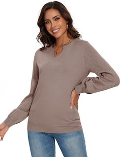 Foto 3 | Foto 3 | Vestido Tipo Suéter Lomon Para Mujer, Cuello En V, Manga Larga, Marrón - Venta Internacional.