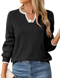 Foto 1 | Foto 1 | Jersey Lomon Para Mujer, Cuello En V, Manga Larga, Tejido, Casual, Negro - Venta Internacional.