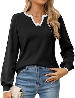 Foto 2 | Foto 2 | Jersey Lomon Para Mujer, Cuello En V, Manga Larga, Tejido, Casual, Negro - Venta Internacional.