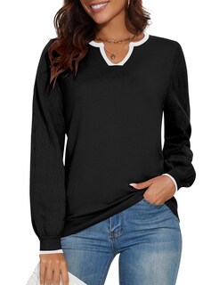 Foto 3 | Foto 3 | Jersey Lomon Para Mujer, Cuello En V, Manga Larga, Tejido, Casual, Negro - Venta Internacional.