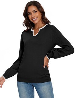 Foto 4 | Foto 4 | Jersey Lomon Para Mujer, Cuello En V, Manga Larga, Tejido, Casual, Negro - Venta Internacional.
