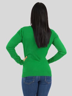 Foto 3 | Foto 3 | Suéter Para Mujer De Manga Larga Con Cuello En V Unitalla Sweater Dama De Punto Suet-1003 Verde Casual Formal