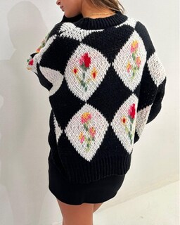 Foto 6 | Foto 6 | Jersey Zaful De Punto Grueso Floral Con Cuello Redondo Y Manga Larga Para Mujer - Venta Internacional.