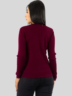 Foto 3 | Foto 3 | Suéter Para Mujer De Manga Larga Con Botones A Juego Sweater Dama De Punto Abrigo Suéteres Suet-1043 Vino Jersey Ligero