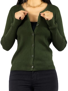 Foto 1 | Foto 1 | Suéter Para Mujer De Manga Larga Con Botones A Juego Sweater Dama De Punto Abrigo Suéteres Suet-1043 Verde Militar Jersey Ligero