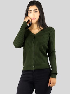 Foto 3 | Foto 3 | Suéter Para Mujer De Manga Larga Con Botones A Juego Sweater Dama De Punto Abrigo Suéteres Suet-1043 Verde Militar Jersey Ligero