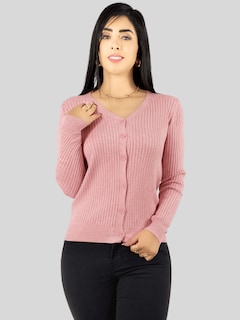 Foto 4 | Foto 4 | Suéter Para Mujer De Manga Larga Con Botones A Juego Sweater Dama De Punto Abrigo Suéteres Suet-1043 Rosa Claro Jersey Ligero