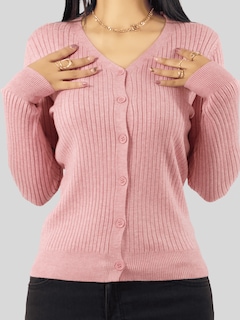 Foto 5 | Foto 5 | Suéter Para Mujer De Manga Larga Con Botones A Juego Sweater Dama De Punto Abrigo Suéteres Suet-1043 Rosa Claro Jersey Ligero