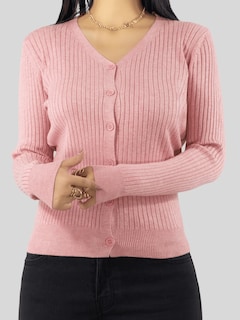 Foto 6 | Foto 6 | Suéter Para Mujer De Manga Larga Con Botones A Juego Sweater Dama De Punto Abrigo Suéteres Suet-1043 Rosa Claro Jersey Ligero