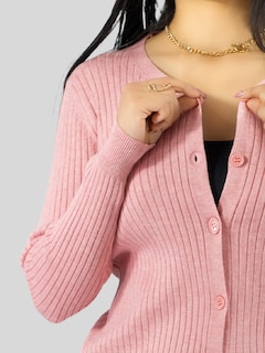 Foto 7 | Foto 7 | Suéter Para Mujer De Manga Larga Con Botones A Juego Sweater Dama De Punto Abrigo Suéteres Suet-1043 Rosa Claro Jersey Ligero