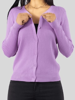 Foto 7 | Foto 7 | Suéter Para Mujer De Manga Larga Con Botones A Juego Sweater Dama De Punto Abrigo Suéteres Suet-1043 Lila Jersey Ligero