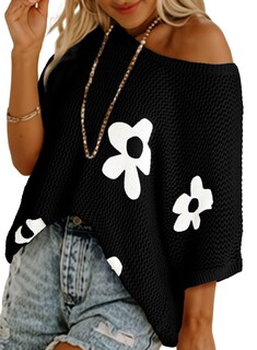Foto 1 | Foto 1 | Top Dokotoo Para Mujer Con Estampado Floral De Verano, Tejido A Ganchillo, Color Negro, Xxl - Venta Internacional.