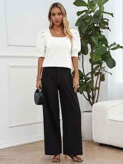 Foto 5 | Foto 5 | Jersey Goranbon Puff De Manga Corta Para Mujer, Color Blanco Brillante - Venta Internacional.