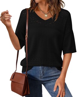 Foto 1 | Foto 1 | Sudadera Prettygarden Para Mujer, Manga Corta, Cuello En V, Color Negro - Venta Internacional.