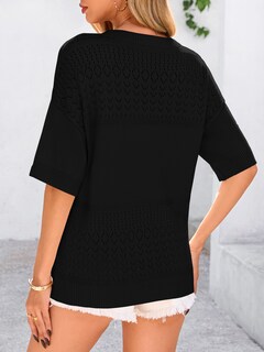 Foto 2 | Foto 2 | Sudadera Prettygarden Para Mujer, Manga Corta, Cuello En V, Color Negro - Venta Internacional.