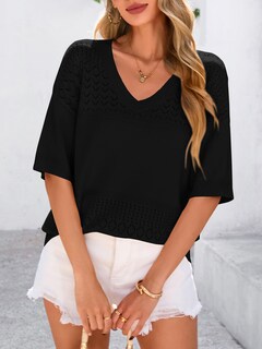 Foto 5 | Foto 5 | Sudadera Prettygarden Para Mujer, Manga Corta, Cuello En V, Color Negro - Venta Internacional.