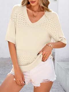 Foto 3 | Foto 3 | Jersey Prettygarden Para Mujer, Manga Corta, Cuello En V, Color Albaricoque - Venta Internacional.