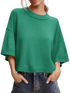 Foto 1 | Foto 1 | Jersey Saodimallsu De Punto Verde De Manga Corta Para Mujer - Venta Internacional.