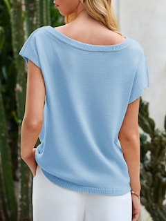 Foto 5 | Foto 5 | Jersey Saodimallsu Para Mujer Con Hombros Descubiertos, Azul Cielo - Venta Internacional.