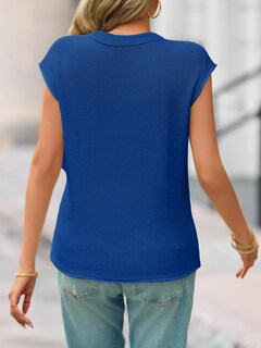 Foto 5 | Foto 5 | Sudadera Saodimallsu De Verano Con Manga Corta Y Cuello En V, Azul Marino, Para Mujer - Venta Internacional.