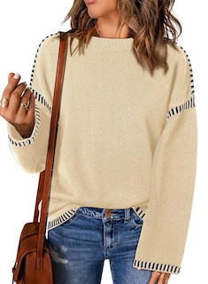 Foto 1 | Foto 1 | Jersey Dokotoo Para Mujer, Holgado, Cuello Redondo, Punto Trenzado, Beige - Venta Internacional.