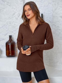Foto 3 | Foto 3 | Jersey Prettygarden Para Mujer, Cuello En V, Punto Acanalado, Marrón - Venta Internacional.