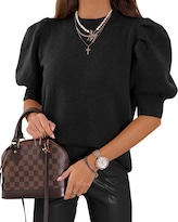 Suéteres Abullonados De Manga Corta Para Mujer 2024, Primavera Verano, Moda, Casual, Blusas Negras - Venta Internacional.