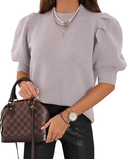 Foto 1 | Foto 1 | Suéteres Abullonados De Manga Corta Para Mujer 2024, Primavera Verano, Moda, Casual, Blusas Grises - Venta Internacional.