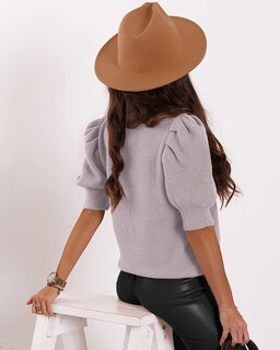 Foto 3 | Foto 3 | Suéteres Abullonados De Manga Corta Para Mujer 2024, Primavera Verano, Moda, Casual, Blusas Grises - Venta Internacional.