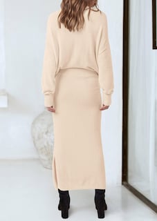 Foto 2 | Foto 2 | Outfit Prettygarden - Jersey Y Maxi Falda Para Mujer, Talla S, Color Beige - Venta Internacional.