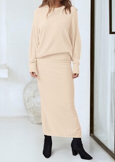 Foto 5 | Foto 5 | Outfit Prettygarden - Jersey Y Maxi Falda Para Mujer, Talla S, Color Beige - Venta Internacional.