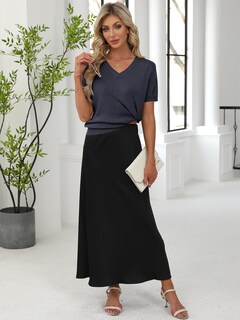 Foto 5 | Foto 5 | Jersey Anrabess Para Mujer, Mezcla De Lana, Cuello En V, Manga Corta, Gris - Venta Internacional.
