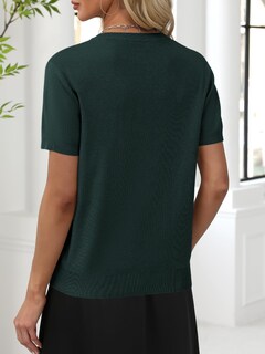 Foto 4 | Foto 4 | Jersey Anrabess Para Mujer, Mezcla De Lana, Cuello En V, Verde Oscuro - Venta Internacional.