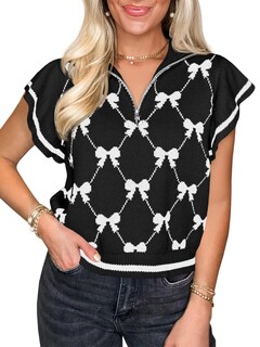 Foto 1 | Foto 1 | Chaleco Tipo Suéter Saodimallsu Con Volantes Y Manga Corta Con Cuello En V Para Mujer - Venta Internacional.