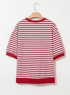 Foto 3 | Foto 3 | Camiseta Dokotoo Para Mujer A Rayas Con Mangas 3/4 Abullonadas, Color Rojo Primaveral - Venta Internacional.